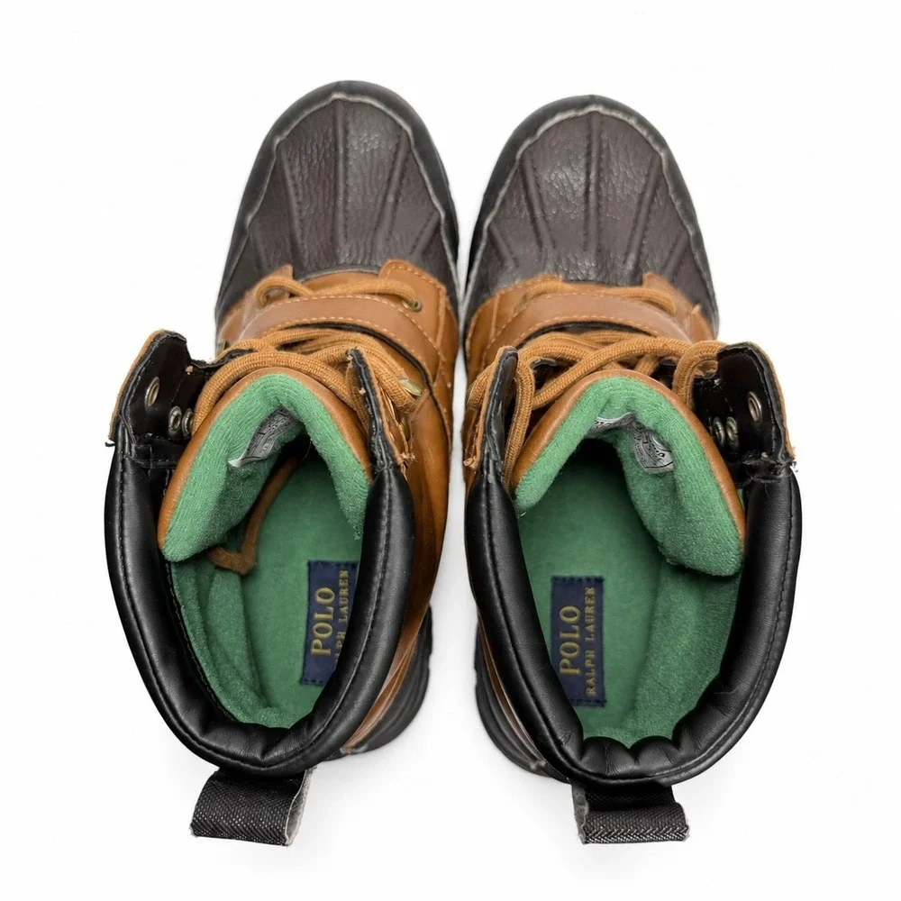 Polo Ralph Lauren Colbey Mid II Boys 5Y Womens 6.5 Brown Black Duck Boots